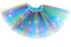 Hifot tutù Gonna Luminosa Bambina LED, Gonna Tulle per Bambina, Paillettes con Luci A LED Luminosi, Vestito Carnevale Bambina, Vestito Halloween Balletto Principessa