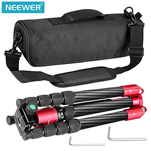 Neewer 56 pulgadas/141cm Trípode Cámara de Fibra de Carbono con Cabeza de Bola 360 grados, Placa de Liberación Rápida 1/4 pulgadas Capacidad de Carga 6.6 Libras/3 Kg (Rojo)