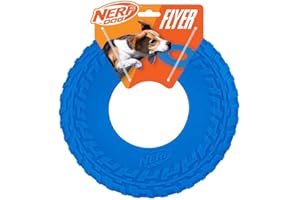 NERF DOG Nerf Juguete Volador de neumáticos de Goma para Perro, Disco Volador, Ligero, Duradero, Flota en el Agua, Ideal para Playa y Piscina, 10 Pulgadas de diámetro, para Razas Medianas/Grandes, Unidad