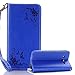 Produktbild Samsung Galaxy J3 2016 Hülle,Samsung Galaxy J3 2016 Hülle,YingC-T Elegant Prägung Rose Blume Schmetterling Muster Premium Flip PU Leder Brieftasche Handytasche im BookStyle Ledertasche mit Kartenfach Ständer und Magnetverschluß Handschlaufe Wallet Case Lederhülle Schutzhülle Handyhülle Dünn Rückseite Folio Abdeckung Etui für Samsung Galaxy J3/J3 2016 - Blau