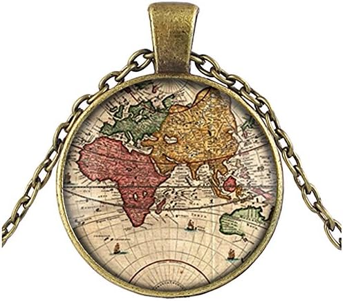 Necklace Watch Map Global World Jewellery Vintage Pendant Gift for Women Men