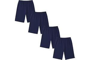 WinZero Girls Cycling Shorts Girl's Cotton Over Knee Half Length School PE Dance Summer Shorts for Kids 5-12 Years 4 Pack