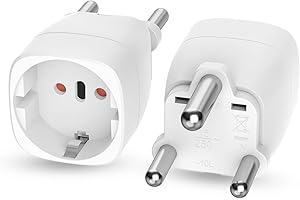 Oliveria 2 pièces Adaptateur de Voyage France/Europe vers Afrique du Sud 2 Broches Europe vers 3 Broches Type M pour des Voyages en Afrique du Sud, Namibie, Swaziland, Mozambique et Plus Type M