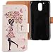 Produktbild Lankashi PU Flip Leder Tasche Hülle Case Cover Schutz Handy Etui Skin Für Motorola Moto G4 / G4 Plus 5.5" Umbrella Girl Design