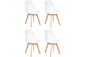 Gremium Set 4 Sedie Con Cuscino Imbottito In Pelle, Struttura In Legno Di Faggio E Seduta Ergonomica Per Arredo Sala da Pranzo, Cucina e Ufficio