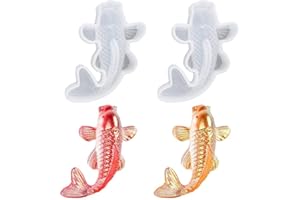 Weenkeey 2 pezzi Koi pesce stampi silicone resina Koi Goldfish ciondolo stampi epossidici 3D Goldfish Silicone stampi animali gioielli stampi colata per DIY Crafts gioielli ciondolo portachiavi