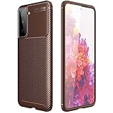 Spia Samsung Galaxy S21 ile uyumlu Kılıf Kahverengi Karbon Silikon Orijinal Esnek İnce Geliştirilmiş Dayanıklı Darbe Karşıtı 