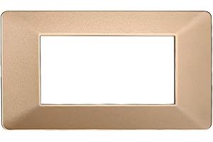 ZOREI Placca Compatibile Con Vimar Plana, Placche In Plastica, 1 Pezzo (4 Posti/Moduli,Oro)