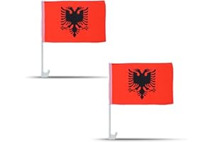 ‎SONIA ORIGINELLI 2er SET "Auto Flagge" Fahne WM Länder Fußball Fan Farbe: Albanien