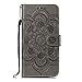 Produktbild Handyhülle für Google Pixel 3a XL Hülle Leder Flipcase Sonnenblume Mandala Brieftasche Schutzhülle Schutz Flip Case mit Fingerhalter Eingabestifte Kartenfächer Magnetverschluss Ständer grau