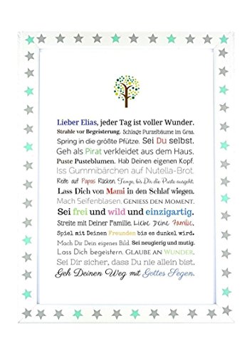 Taufgeschenk Junge | Personalisiertes Bild als Geschenk zur Taufe für Kinder und Babies in DIN A4 - Ideal als Gastgeschenk von Taufpaten - 5