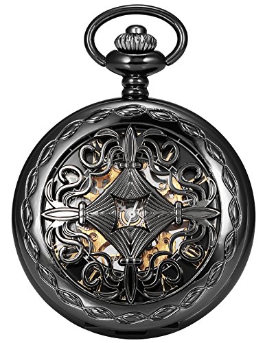 AMPM24 Unisex Handaufzuwerk Taschenuhr Schwarz + AMPM24 Geschenkbox WPK167 AMPM24 Unisex Handaufzuwerk Taschenuhr Schwarz + AMPM24 Geschenkbox WPK167
