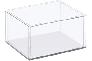 ACRLIE Vitrine pour Collection, Presentoir Plexiglas pour Figurine Objets Pop, Transparente Acrylique Boite de Rangement, Vitrine Comptoir Salon, Anti-poussiere Cube avec Base et Bande Lumineuse