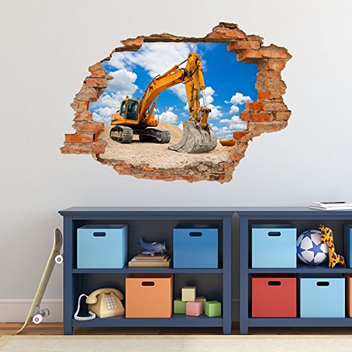 049 Wandtattoo Bagger Baustelle – Loch in der Wand Größe 750 x 520 mm - 4