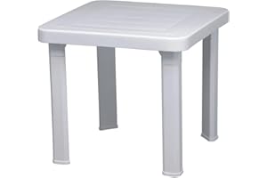 resol grupo garbar Andorra Mesa Auxiliar Exterior 47x47 | jardín, terraza, balcón, Playa, Piscina, Picnic, Camping, Catering | diseño, Ligero, Multiusos, Desmontable | Blanco
