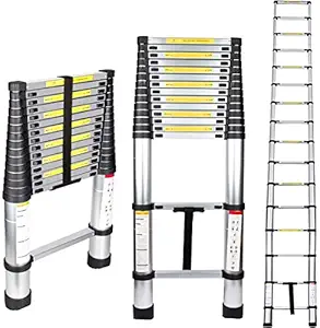 BUCKETLIST Telescoping Telescopic Extension Ladder 19 FT/5.8m Aluminum Alloy Extendable Lightweight Ladder Steps Safety for Roofing Business, Household Use, Outdoor Work, 330 lbs Capacity