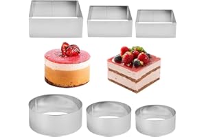 QINERSAW 6 Pezzi Anello per Torta in Acciaio Inossidabile, Coppa Pasta Quadrato 6 cm 8 cm 10 cm, Stampo in Acciaio per Realizzare Dessert, Piatti Gourmet