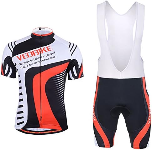 Veobike Mens Cycling Bicycle Short Sleeve Jersey Jacket Comfortable Breathable Quick Dry Shirts Tops 3D Cushion Padded Riding Bib shorts Tights Pants Sportswear Riding Clothes
