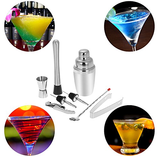 Anself 8tlg Cocktail Set Shaker Bar Mixer Ink. Cocktail Shaker, Messbecher, Barlöffel, Barstößel, Zange, Korkenzieher, 2 Weinausgießer - 7
