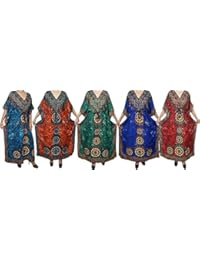 Indiatrendzs Women Kaftans Light Viscose Printed Maxi Dress 5Pcs Combo Set