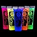 UV Glow Neon Face and Body Paint 10ml - Set of 5 Tubes - Fluorescent