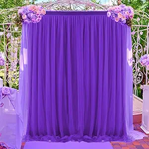 Purple Tulle Backdrop Curtains for Baby Shower Party Wedding Photo Drape Backdrop for Engagement Bridal Shower Photography Props 5 ft X 7 ft