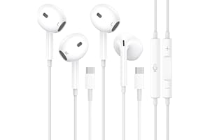 AXHPEIC 2 Packs Auriculares USB C para iPhone 16 15 Estereofónicos HiFi con Micrófono y Control de Volumen Auriculares Tipo C para Galaxy S23/S22/S21/S20/Ultra Note 10/20, para iPad Pro Pixel 7/6/5 OnePlus 9