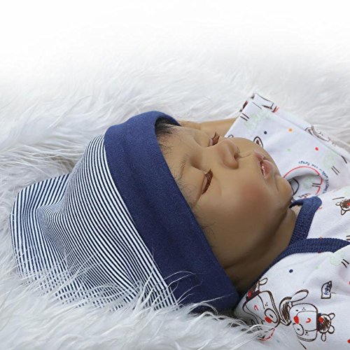Realistic Baby Dolls African American Soft Silicone Reborn Baby Doll Black 22inch 55cm Kids Play Doll Collectible Toy