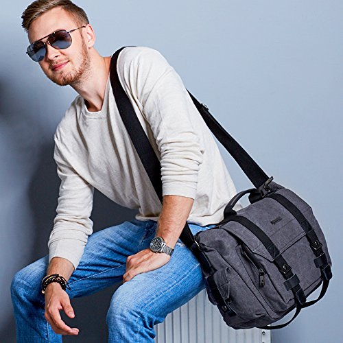 Evecase Grand Sac d   paule Universel en Toile avec Housse de pluie pour Appareil Photo  Cam  ra  Digital Reflex Num  rique  DSLR-Gris