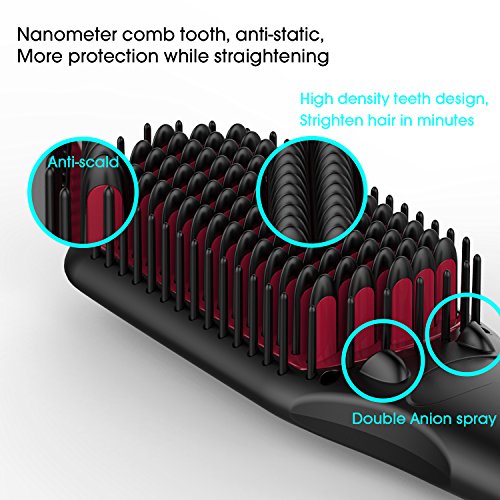 2-in-1 Ionischer Haarglätter Bürste MCH Glätteisen Elektrische Glättungbürste Glättbürste Haarpflege mit kostenlosem hitzebeständigem Handschuh und Temperatursperrfunktion Haarbürste Kamm - 3