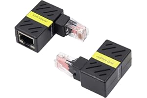 RIIEYOCA RJ45 Gigabit Network 90 Degrees 360 Degrees Rotated Male and Female Adapters, RJ45 Male and Female Extension supports CAT6 and CAT5 Standards for Computers, Laptops, Router(2-Pack)