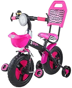 Popo Toys Ninja Kids Bicycle | Baby Bicycle | Ride-On | 1.5 Years & Up |Back & Side Support | Front Storage | Tool-Free Design |with Light | Pink|