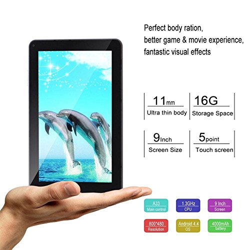 Auntwhale N98 9 Inch Android 4 4 Tablet PC Allwinner A33 Quad Core 1GB 16GB 800x480 WiFi W  Mic UK Plug