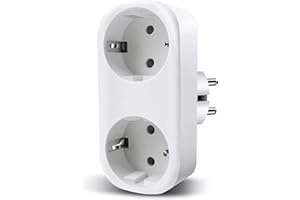 EXTRASTAR Enchufe Doble Inteligente Control WIFI, 16A, Temporizador, Compatible con Alexa y Google Home, Max 3680W, Blanco, 1Pc