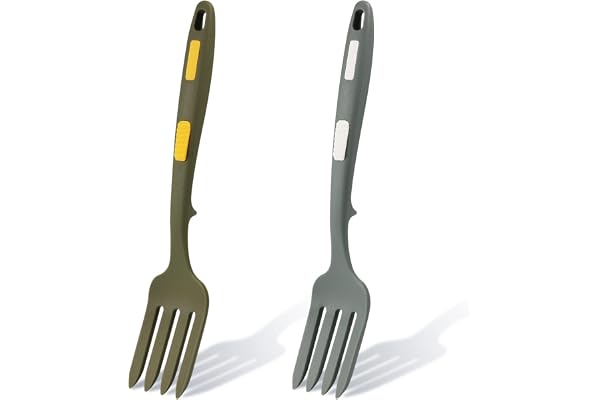 2pcs Fourchette de Cuisson en Silicone, Fourchetts Flexible Résistant à la Chaleur Multifonctionnel Antiadhésif Fourchette à Mélanger pour Cuisine Remuer Mélanger Purée (Vert Gris, Vert Foncé)