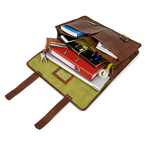 Businesstasche Aktentasche BERLINER BAGS Amsterdam Arbeitstasche Bürotasche Umhängetasche Qualität 17,5 Laptoptasche Ledertasche Vintage Uni Collegetasche Ordner Braun Herren Damen Groß XL - 6