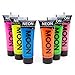 Moon Glow - Neon UV Glitter Face & Body Gel - 12ml Set of 6 - Glows brightly under UV
