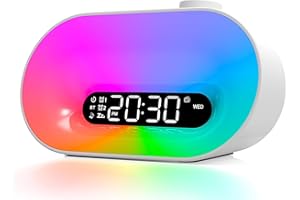 APUZOM Lauter Wecker für Tiefschläfer,Wake Up Light Lichtwecker Tageslichtwecker Sonnenaufgang Sonnenuntergang Simulation, Doppelalarme, Radio, Schlummerfunktion für Erwachsene Kinder Mädchen Junge