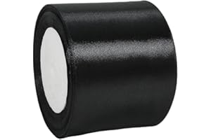 YAYAFUNFUN Cinta de Satén Ancho 100mm,Cinta Regalo Negro,22m Seda Raso-Inta de Lazo,Cinta de Tela para Envolver regalos,Manualidades,Ramo de Novia,Globos,Cinta de Raso para Decoración de Recuerdos de Boda