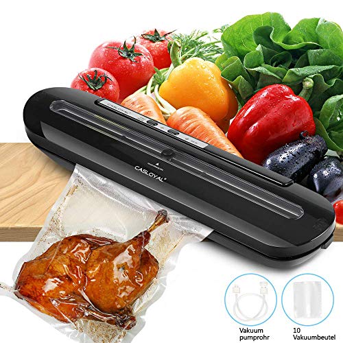 Preisvergleich Produktbild Casloyal Automatischer Vakuumierer Vakuumiergerät Folienschweißgerät Behälter- und Marinatormodus hält Lebensmittel länger frisch Set mit 10 Vakuumier-Beutel 1x Bedienungsanleitung