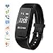 Produktbild sumeber Bluetooth Smart Armband Smart Uhr mit Herzfrequenz Monitor Sports Fitness Tracker für Smartphone Schrittzähler Tracking Kalorien Gesundheit Sleep Monitor Kostenlose Fitness App für Android & iOS, schwarz