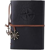 MALEDEN Vintage doldurulabilir notebook, birinci sınıf PU-Deri klasik kabartmalı Travel Journal g&uuml;nl&uuml;k boş sayfa ve retro kol