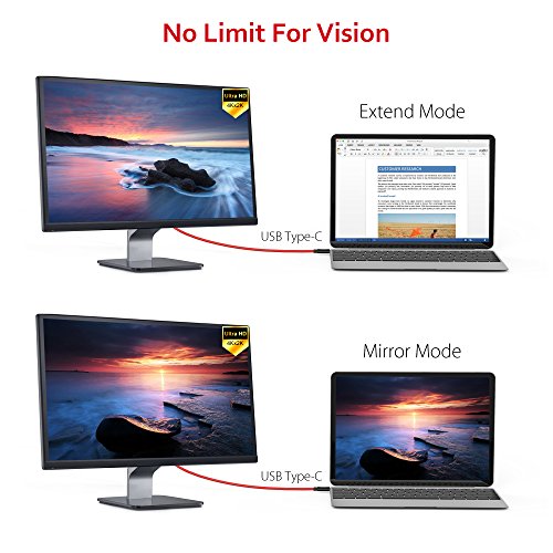 BC Master C2H2 USB Typ C zu HDMI Kabel 4K (2.5m) Nylon Trenzado thunderbolt 3 für MacBook Pro 2015/2016, Google Chromebook, Dell XPS 15, and Other USB-C Computer Schwarz - 6