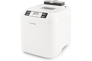 H.Koenig Machine à Pain BAKE340,12, 2 Tailles de Pain, Distributeur de céréales, Programme sans Gluten, Brioche, Confiture, Fonction départ différé et maintient au Chaud, Ecran LCD, 550W