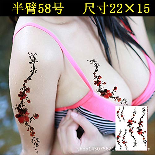 Preisvergleich Produktbild tzxdbh Tätowierungsaufkleber imprägniern dauerhafte Blumenschmetterlings- Reihenpfingstrosen- Rosen-Chrysanthemenblumenlotosblumenp... 3Pcs-11