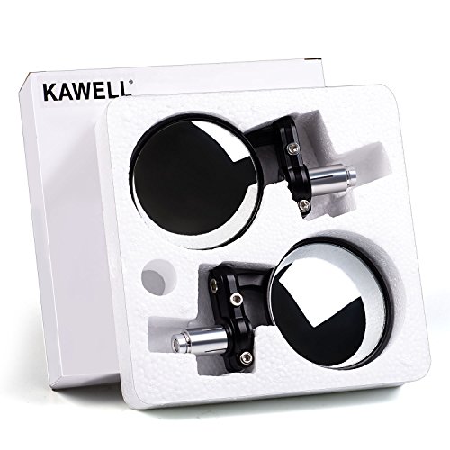 KAWELL Universal Runder Stangenende konvexe Spiegel Für erhöhte Sicht für 7/8 „Handgriff-Stäbe passt die meisten Harley Davidsons, Suzuki, Honda, Kawasaki Kreuzer, Tourenfahrräder, Sport-Fahrrad, elektrische Roller usw - 7