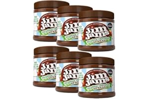 ZAMFOODS Jimjams No Added Sugar Healthy Diabectic Belgium Hazelnut Chocolate Spread 350g, for Pancakes, Porridge, Muffins and Party Food, Unique Recipe, I Mothers & Fathers Day, Christmas (6 Jars, Hazelnut)
