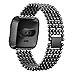 Produktbild Weekendy Fünf Perlen Runde Perlen Legierung Uhrenarmband Verstellbares Armband Ersatz Armband Für Fitbit Versa ( Farbe : Black )