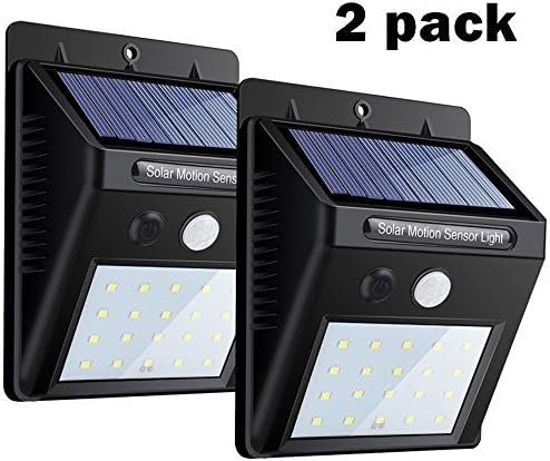 Lafagiet 20-Led Solar Motion Sensor Light, Waterproof Outdoor solar light Wall Lamp Garden Security Lights Sensing Auto On/Off pack of 2