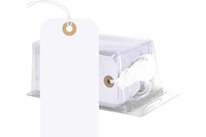 jijAcraft 120x60mm Large Tags with String: Pre-Attached Blank Price Labels Luggage Tags, 100Pcs Boxed Cotton Cord Tag, White Pricing Labels for Marking Clothes, Luggage, Package